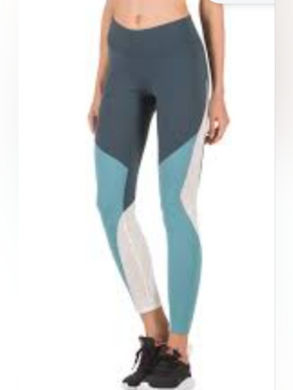 Reebok Speedwick Forest Green and Teal Athletic Leggings with White Mesh Panels